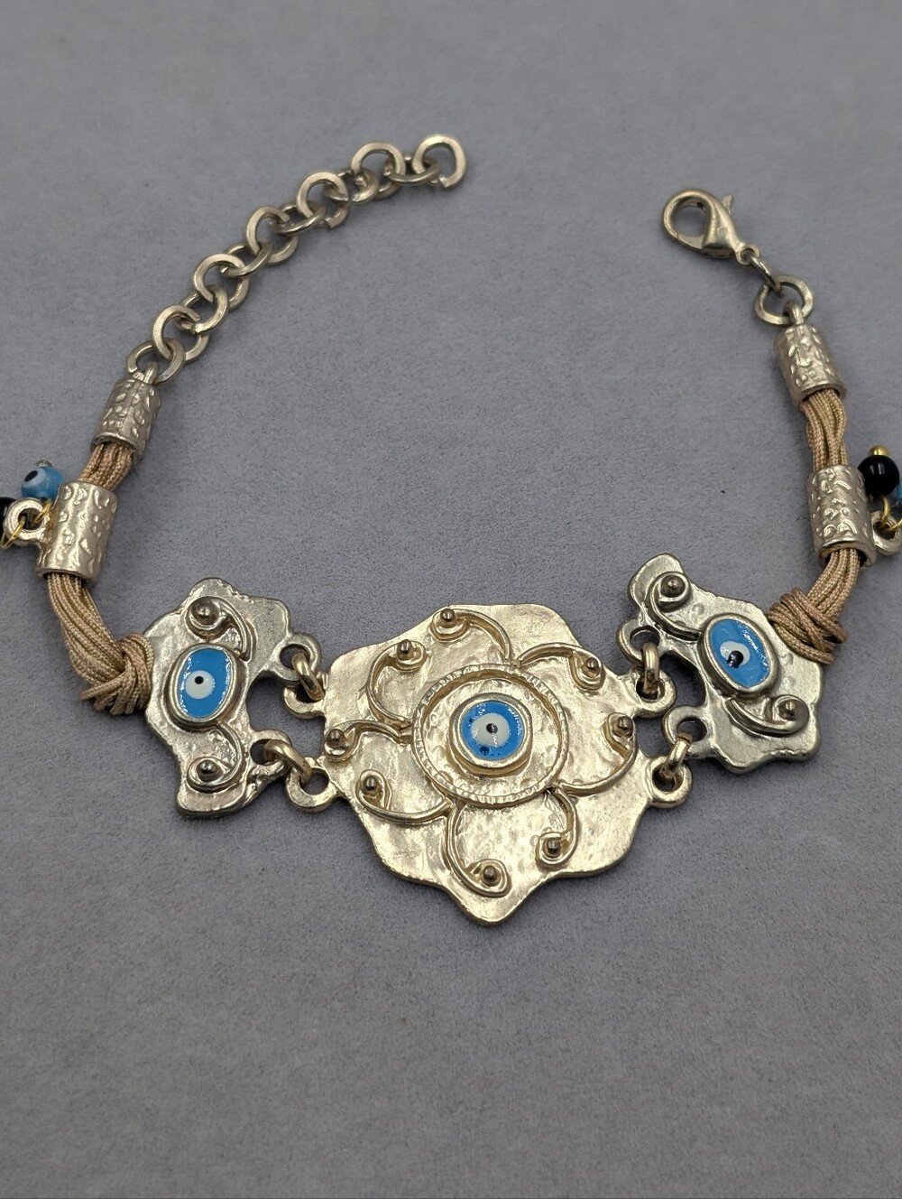 Nazar Evil Eye Statement Bracelet Gold tone Boho